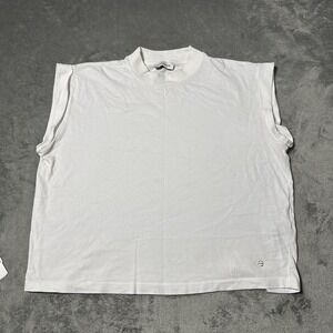 Anine Bing White Short Sleeve Logo Shirt Sz Small 100% Cotton